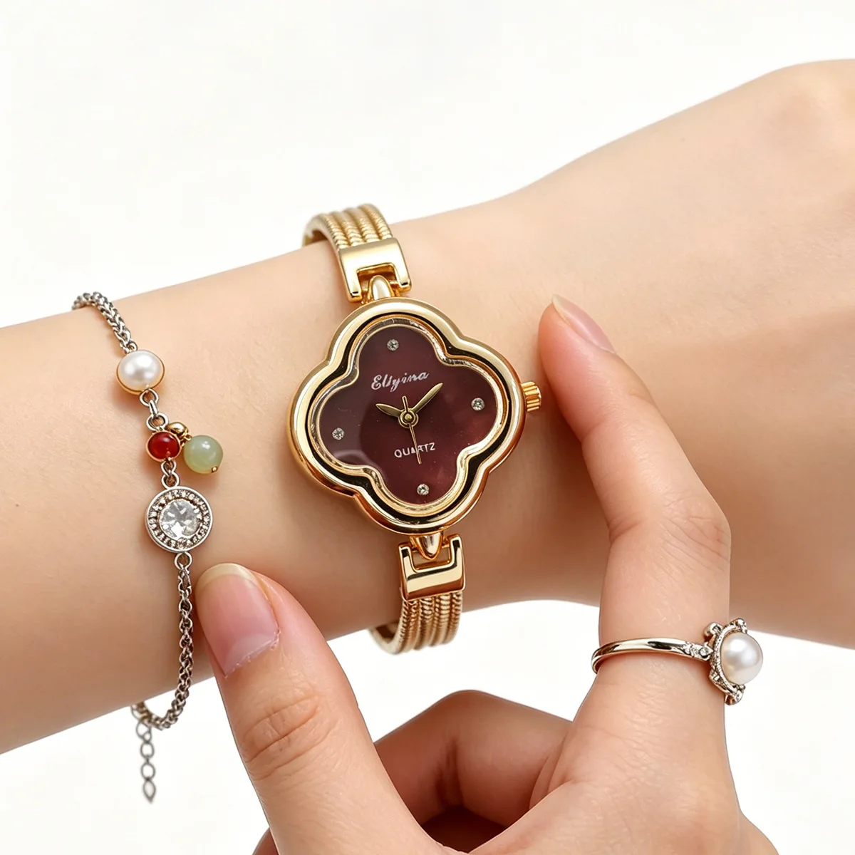 Vintage Jewelry Watches Women - ساعة نسائية عتيقة الطراز بحزام شبكي