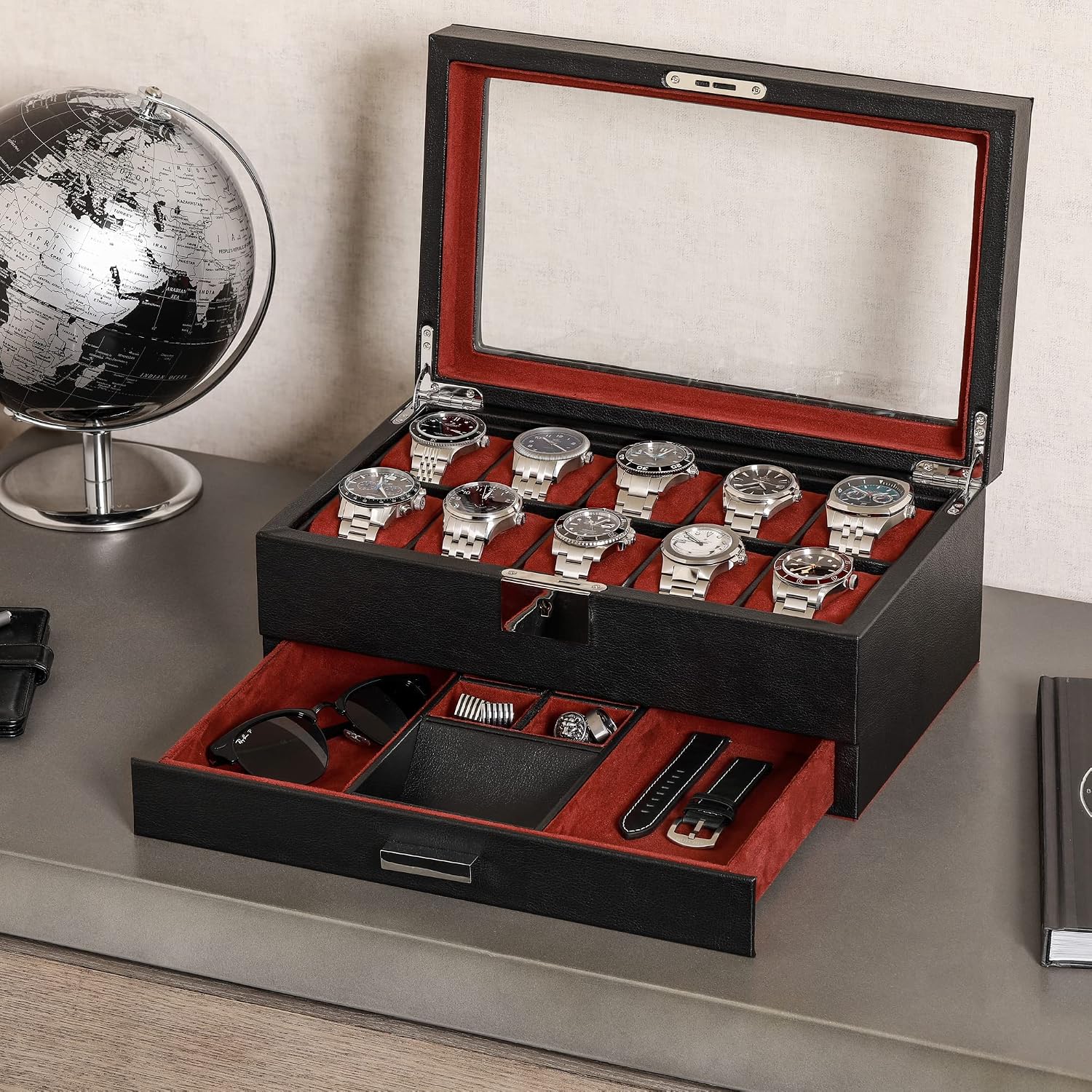 صندوق ساعات بـ 10 فتحات من الج - مراجعة Jewelry Watches Luxury وسعره