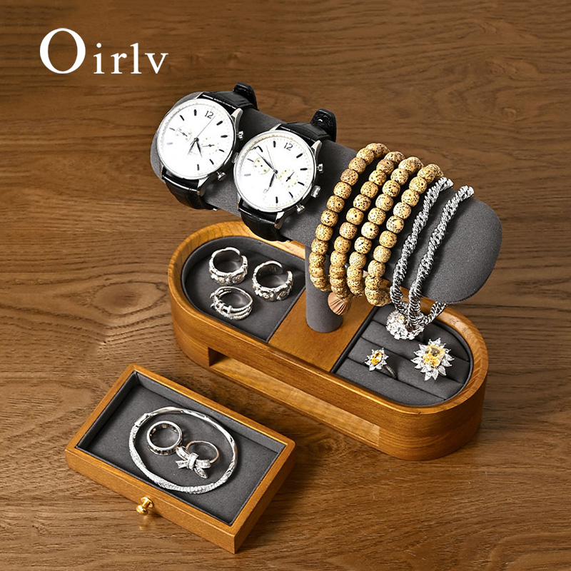 Oirlv خشب متين ساعة منظم الرف  - مراجعة Jewelry With Watches وسعره