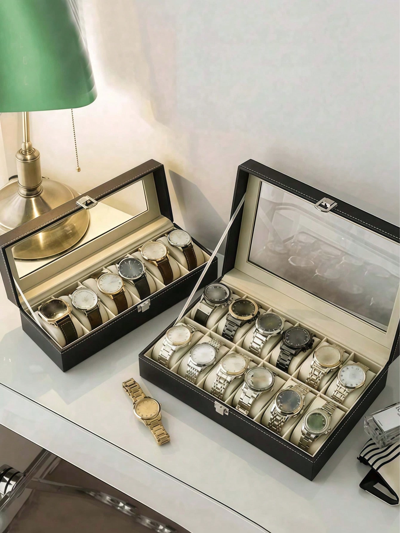 صندوق ساعات جلدي مع قفل، علبة  - مراجعة Jewelry With Watches وسعره