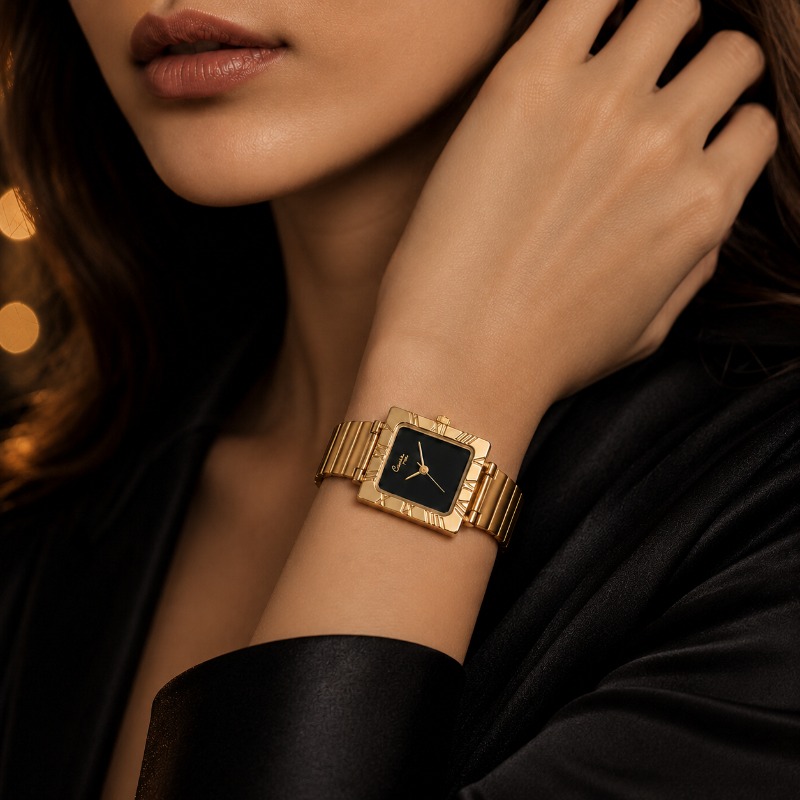 ساعة يد نسائية فاخرة ذهبية مرب - مراجعة Jewelry Watches For Kids وسعره